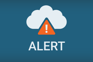 Emergency alert banner showing a cloud icon next to an orange warning triangle with an exclamation mark.